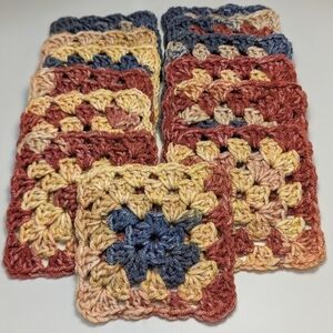 Rustic Desert theme Crochet Granny Squares lot of 13